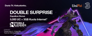 Double Surprise!! Top Up Pakai Pulsa Tri Bisa Dapat Bonus UniPin Credits + 3GB Kuota Internet